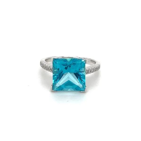 14K White Gold Princess Cut Blue Mystic Topaz Ring with Round Diamonds Jo & Co. Jewelers Hardy, VA