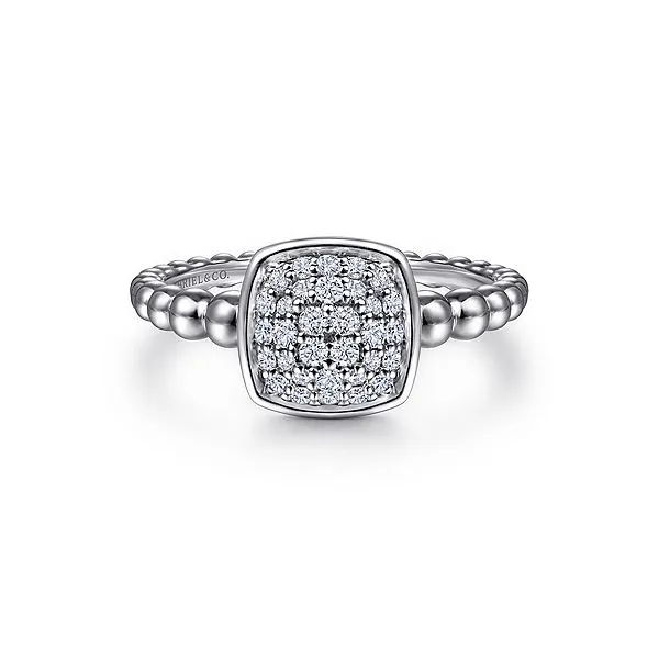 Gabriel Sterling Silver Pave Round White Sapphire Beaded Bujukan Ring Jo & Co. Jewelers Hardy, VA
