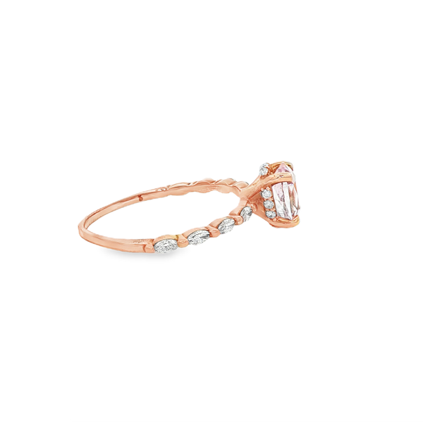 14K Rose Gold Oval Peach Sapphire & Diamond Ring Image 2 Jo & Co. Jewelers Hardy, VA