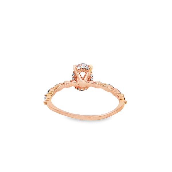 14K Rose Gold Oval Peach Sapphire & Diamond Ring Image 3 Jo & Co. Jewelers Hardy, VA