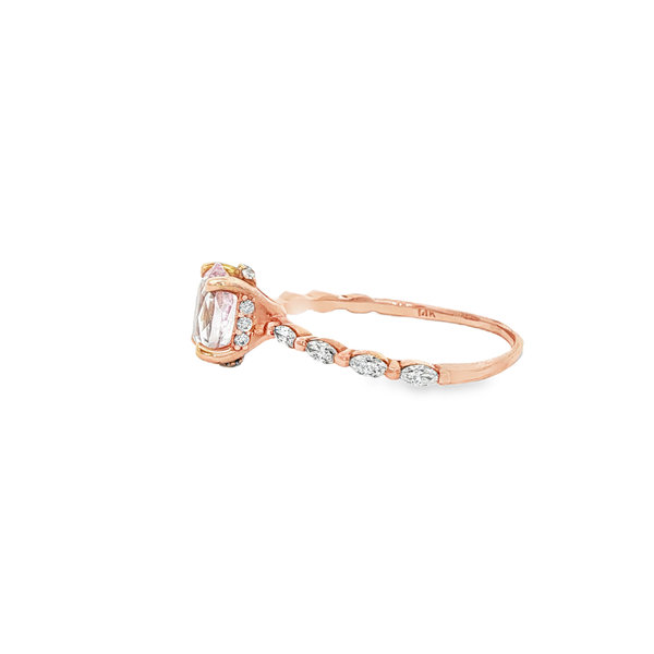 14K Rose Gold Oval Peach Sapphire & Diamond Ring Image 4 Jo & Co. Jewelers Hardy, VA
