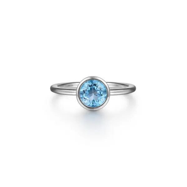 Gabriel Sterling Silver Round Bezel Set Blue Topaz Ring Jo & Co. Jewelers Hardy, VA