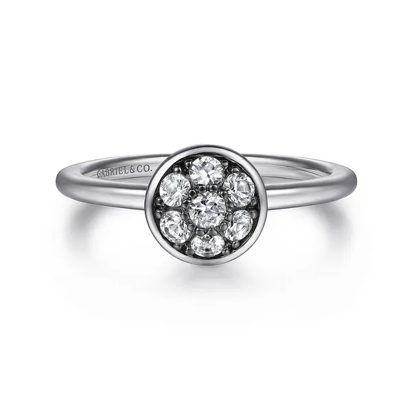 Gabriel Sterling Silver Round White Sapphire Cluster Ring Jo & Co. Jewelers Hardy, VA