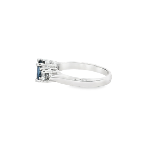 14K White Gold Oval Sapphire & 0.52 CTW Diamond Three-Stone Ring Image 4 Jo & Co. Jewelers Hardy, VA