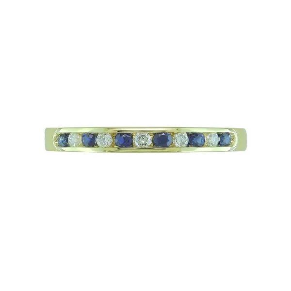 14K Yellow Gold Channel Set Round Sapphire and Diamond Alternating Ring Jo & Co. Jewelers Hardy, VA