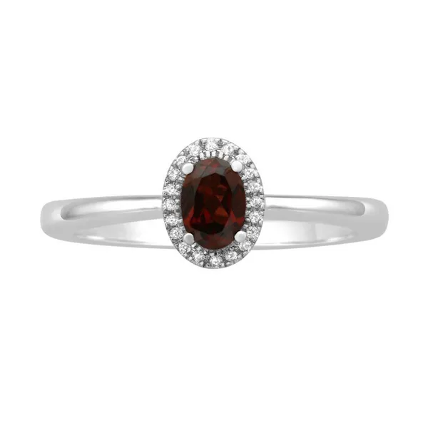 10K White Gold Oval Ruby Ring with Round Diamond Halo Jo & Co. Jewelers Hardy, VA