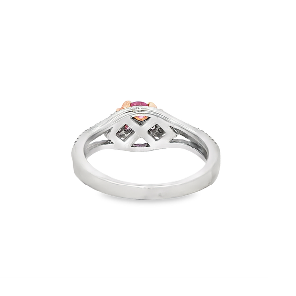 14K White & Rose Oval Pink Sapphire & Diamond 3-Rail Ring Image 3 Jo & Co. Jewelers Hardy, VA