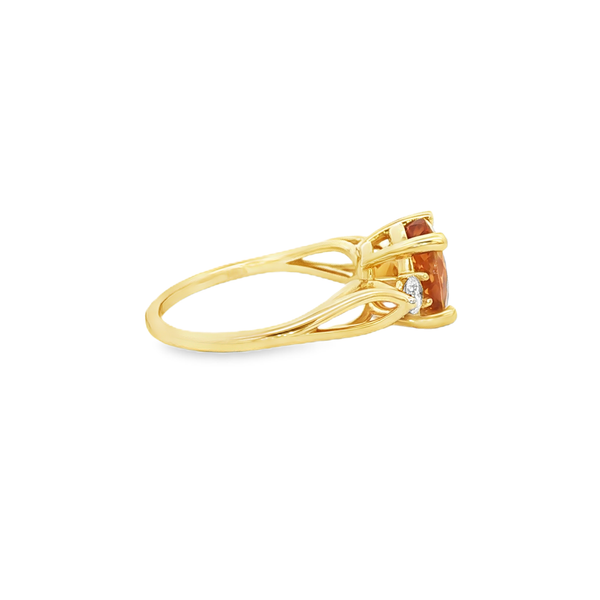 14K Yellow Gold Citrine & Diamond Three-Stone Ring Image 2 Jo & Co. Jewelers Hardy, VA