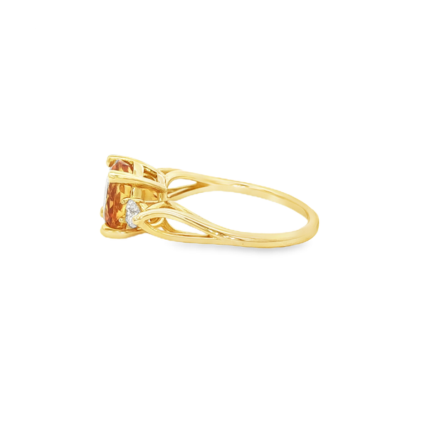 14K Yellow Gold Citrine & Diamond Three-Stone Ring Image 4 Jo & Co. Jewelers Hardy, VA