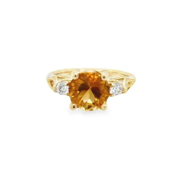 14K Yellow Gold Round Citrine and Diamond 3 Stone Ring Jo & Co. Jewelers Hardy, VA