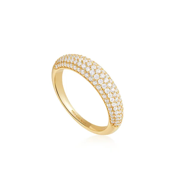 Ania Haie 14K Yellow Plated Sterling Silver Cubic Zirconium Pave Dome Ring Jo & Co. Jewelers Hardy, VA
