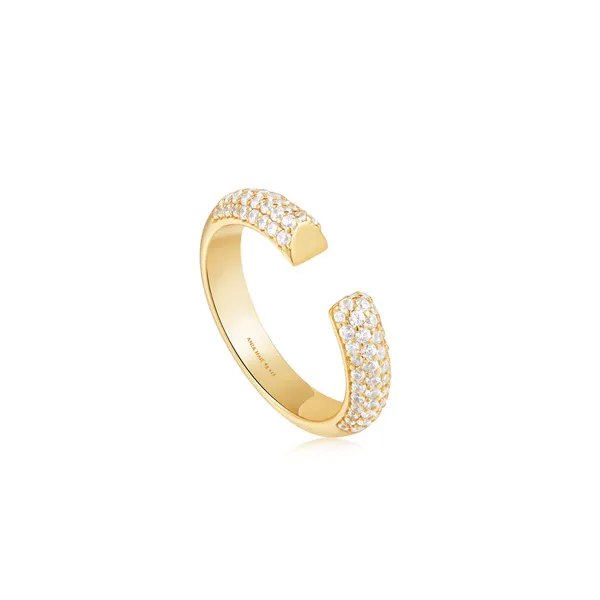 Ania Haie 14K Yellow Gold Plated Sterling Silver Adjustable Pave Cubic Zirconium End Ring Jo & Co. Jewelers Hardy, VA