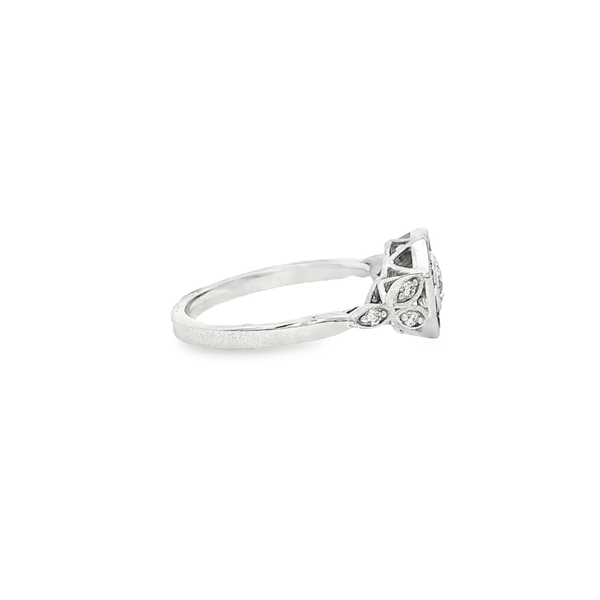 14K White Gold Sapphire & Diamond Hexagon Halo Ring Image 2 Jo & Co. Jewelers Hardy, VA