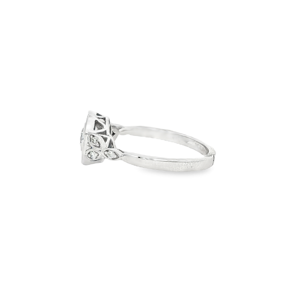 14K White Gold Sapphire & Diamond Hexagon Halo Ring Image 4 Jo & Co. Jewelers Hardy, VA