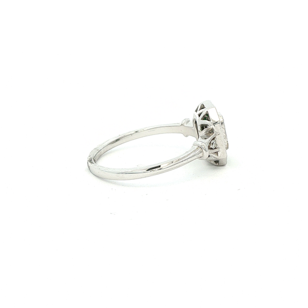 14K White Emerald & 0.66ctw Diamond Vintage-Style Octagonal Ring Image 2 Jo & Co. Jewelers Hardy, VA
