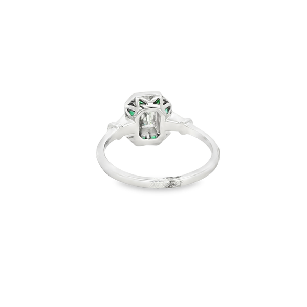 14K White Emerald & 0.66ctw Diamond Vintage-Style Octagonal Ring Image 3 Jo & Co. Jewelers Hardy, VA