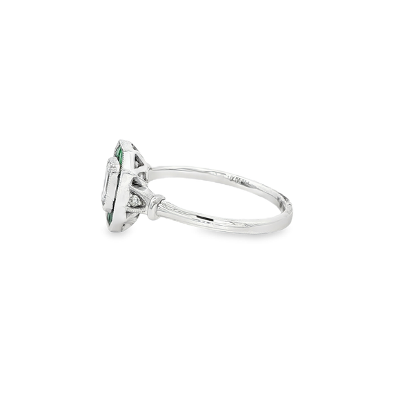14K White Emerald & 0.66ctw Diamond Vintage-Style Octagonal Ring Image 4 Jo & Co. Jewelers Hardy, VA