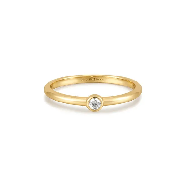 14K Yellow Gold Plated Sterling Silver Bezel Set Round Cubic Zirconium Solitaire Ring Jo & Co. Jewelers Hardy, VA
