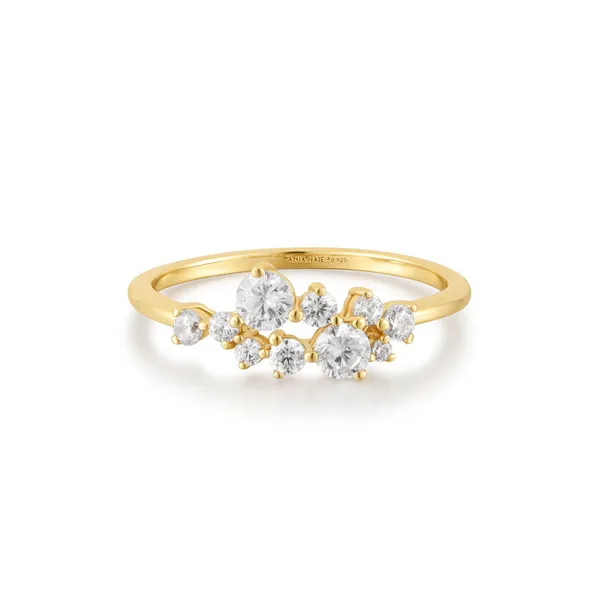 14K Yellow Gold Plated Sterling Silver Cubic Zirconium Floral Style Cluster Ring Jo & Co. Jewelers Hardy, VA