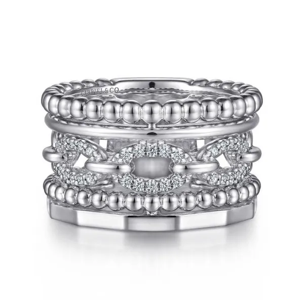 Gabriel Sterling Silver White Sapphire Beaded Bujukan Multi Row Ring Jo & Co. Jewelers Hardy, VA