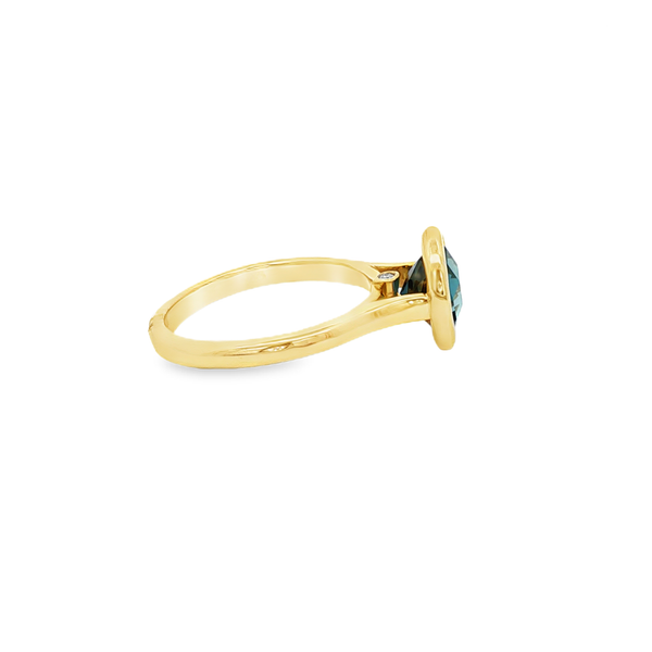 14K Yellow Gold Bezel-Set London Blue Topaz Ring with Diamond Accents Image 2 Jo & Co. Jewelers Hardy, VA