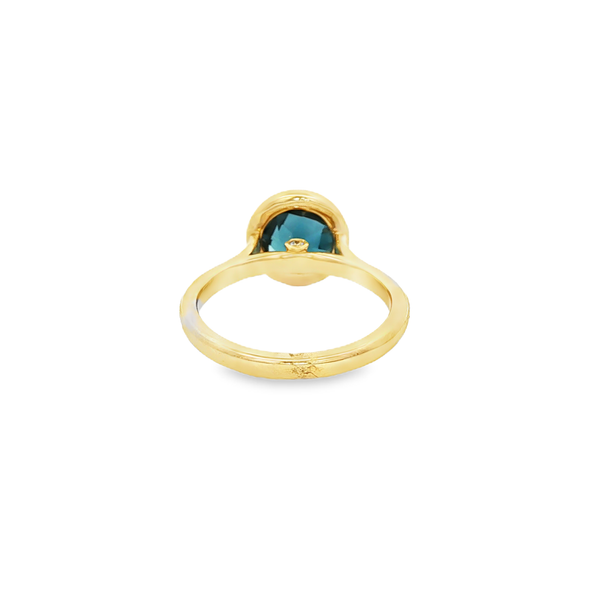 14K Yellow Gold Bezel-Set London Blue Topaz Ring with Diamond Accents Image 3 Jo & Co. Jewelers Hardy, VA