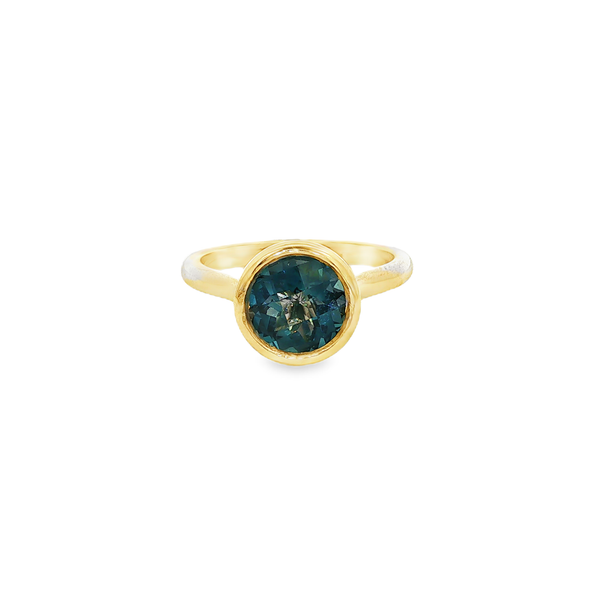 14K Yellow Gold Bezel-Set London Blue Topaz Ring with Diamond Accents Jo & Co. Jewelers Hardy, VA