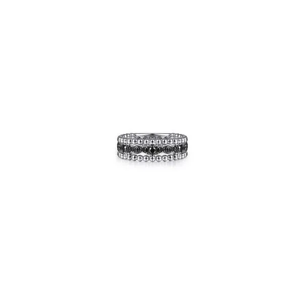 Gabriel Sterling Round Black Spinel Beaded Bujukan 3-Rail Ring Jo & Co. Jewelers Hardy, VA