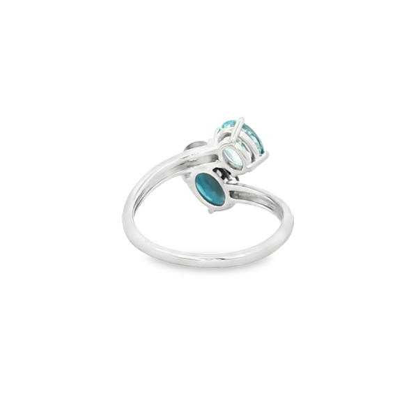14K White Gold London Blue & Sky Blue Topaz Bypass Ring Image 3 Jo & Co. Jewelers Hardy, VA