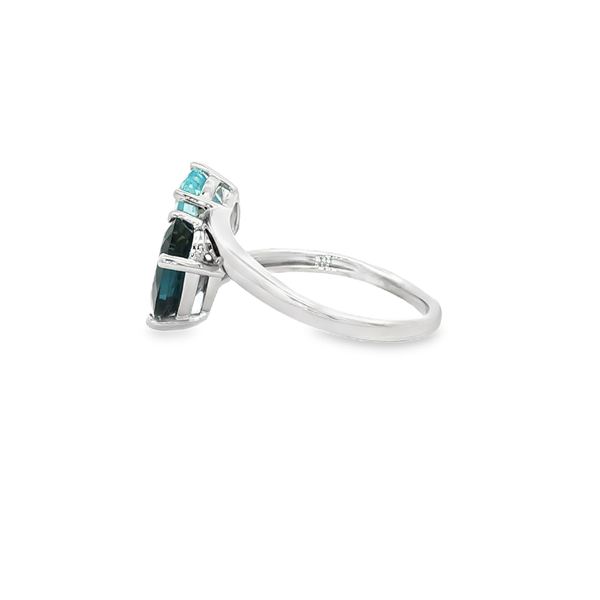 14K White Gold London Blue & Sky Blue Topaz Bypass Ring Image 4 Jo & Co. Jewelers Hardy, VA