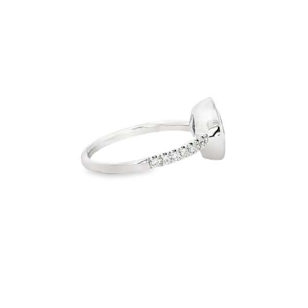 14K White Gold Bezel-Set Checkerboard Cushion Blue Topaz & Diamond Ring Image 2 Jo & Co. Jewelers Hardy, VA