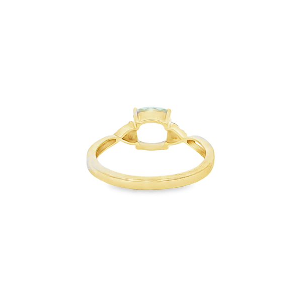 10K Yellow Gold Aquamarine & Diamond Crossover Ring Image 3 Jo & Co. Jewelers Hardy, VA