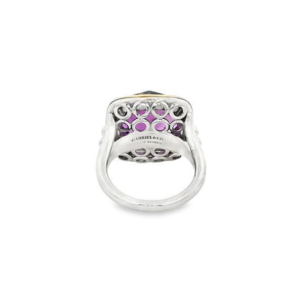 Gabriel Sterling Silver & 14K Yellow Gold Cushion Amethyst Bujukan Solitaire Ring Size 6.5 Image 3 Jo & Co. Jewelers Hardy, VA