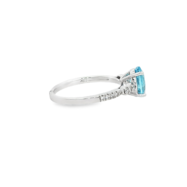 14K White Gold Oval Blue Topaz & Diamond Ring Image 2 Jo & Co. Jewelers Hardy, VA