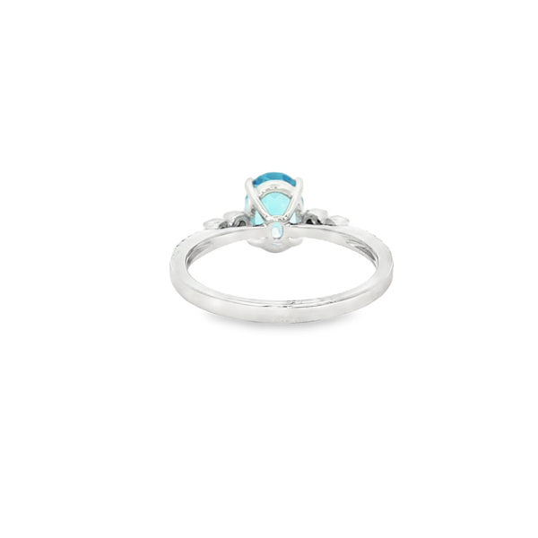 14K White Gold Oval Blue Topaz & Diamond Ring Image 3 Jo & Co. Jewelers Hardy, VA