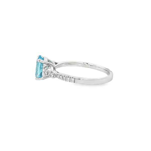 14K White Gold Oval Blue Topaz & Diamond Ring Image 4 Jo & Co. Jewelers Hardy, VA