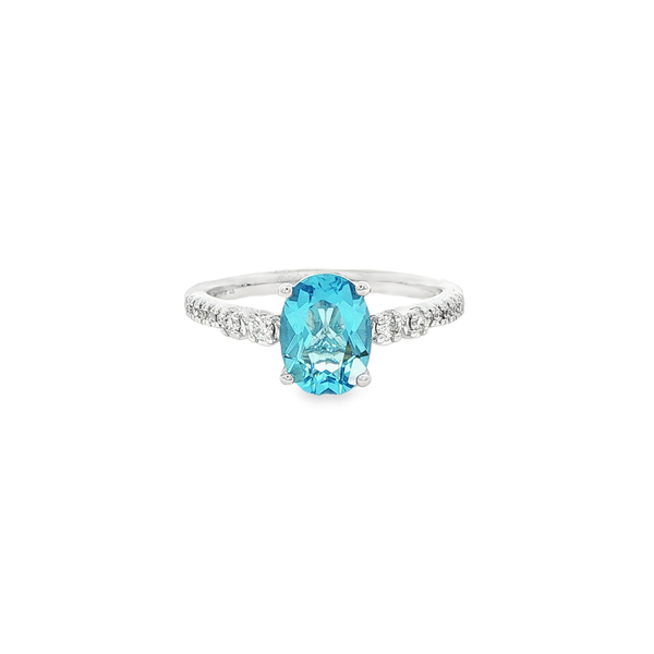 14K White Gold Oval Blue Topaz & Diamond Ring Jo & Co. Jewelers Hardy, VA