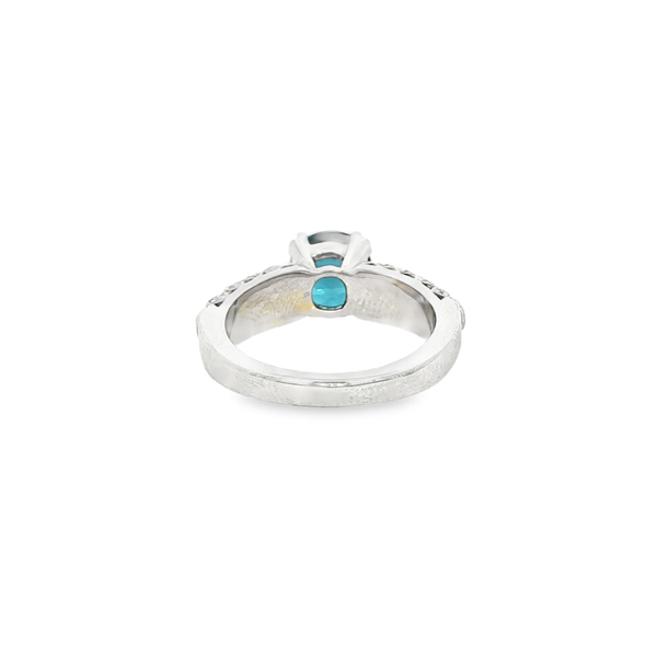 18K White & Yellow Gold London Blue Topaz Diamond Vintage Ring Image 3 Jo & Co. Jewelers Hardy, VA