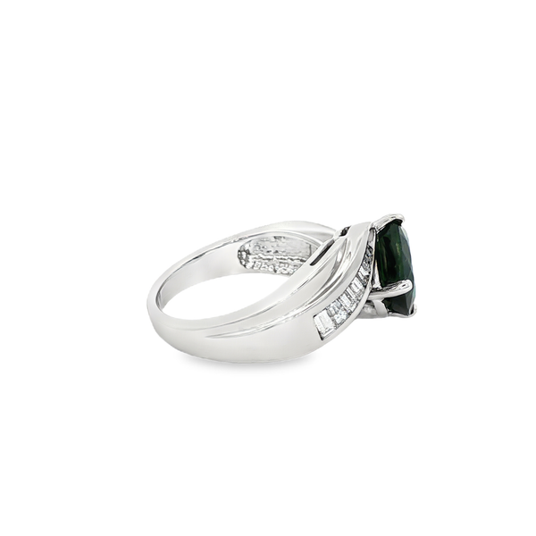 14K White Gold Oval Sapphire & Channel-Set Diamond Bypass Ring Image 2 Jo & Co. Jewelers Hardy, VA