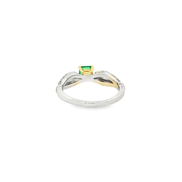 14K White & Yellow Gold Emerald and Diamond Vintage-Style Ring Image 3 Jo & Co. Jewelers Hardy, VA