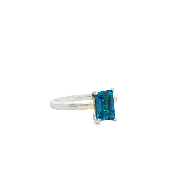 14K White Gold Emerald-Cut London Blue Topaz Solitaire Ring Image 2 Jo & Co. Jewelers Hardy, VA