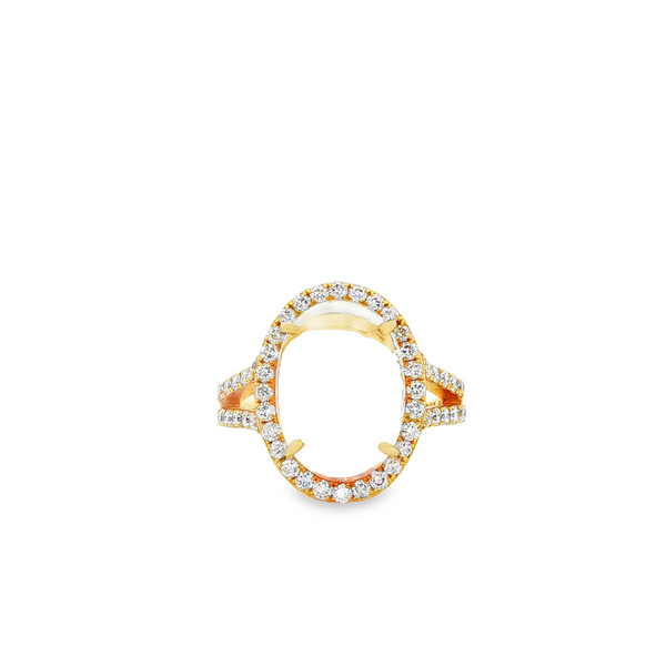 18K Yellow Gold Moonstone & Diamond Split-Shank Halo Ring Jo & Co. Jewelers Hardy, VA