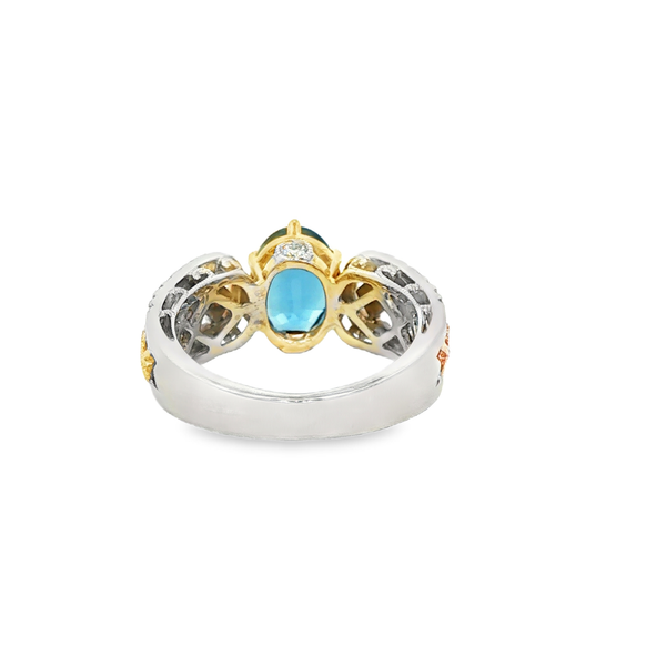 14K Two-Tone Gold Oval Sapphire & Diamond 0.63 CTW Vintage-Style Ring Image 3 Jo & Co. Jewelers Hardy, VA