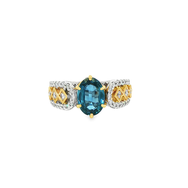 14K Two-Tone Gold Oval Sapphire & Diamond 0.63 CTW Vintage-Style Ring Jo & Co. Jewelers Hardy, VA