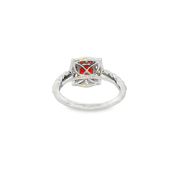 Gabriel 14K White Gold Garnet & Diamond 0.25 CTW Vintage Halo Ring Image 3 Jo & Co. Jewelers Hardy, VA