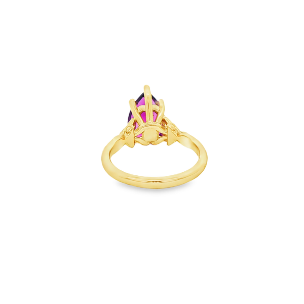 14K Yellow Gold Pear-Shaped Amethyst & Diamond Ring Image 3 Jo & Co. Jewelers Hardy, VA