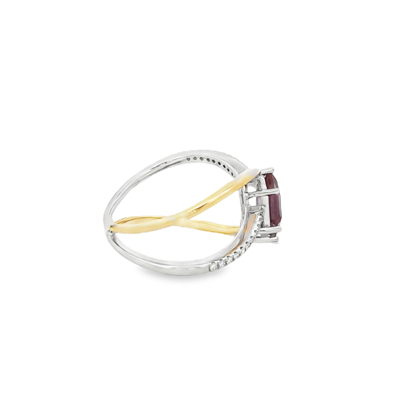14K White & Yellow Gold Created Alexandrite Diamond Twisted Split-Shank Ring Size 7 Image 2 Jo & Co. Jewelers Hardy, VA