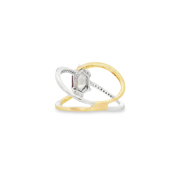 14K White & Yellow Gold Created Alexandrite Diamond Twisted Split-Shank Ring Size 7 Image 3 Jo & Co. Jewelers Hardy, VA
