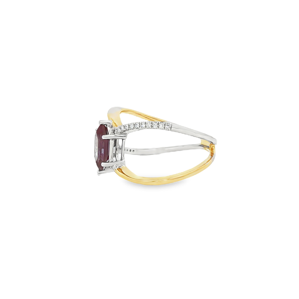 14K White & Yellow Gold Created Alexandrite Diamond Twisted Split-Shank Ring Size 7 Image 4 Jo & Co. Jewelers Hardy, VA