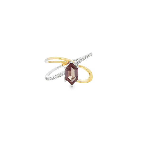 14K White & Yellow Gold Created Alexandrite Diamond Twisted Split-Shank Ring Size 7 Jo & Co. Jewelers Hardy, VA